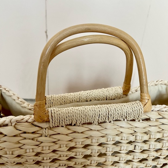 Woven Rattan Purse with Handles & Shoulder Strap - Picture 5 of 6
